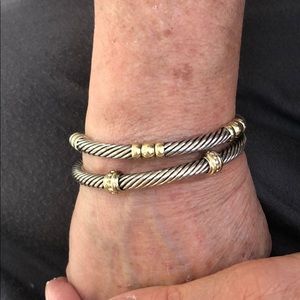 David Yurman Sterling silver 14k gold bracelet duo